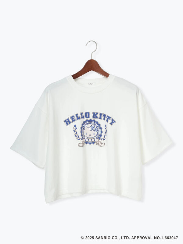 セール】 【HELLO KITTY】ミニ裏毛プリント5分袖トップス（オフ