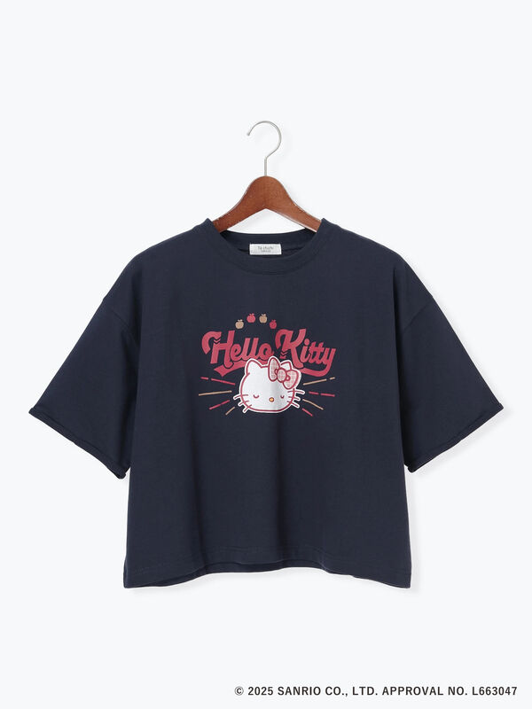 セール】 【HELLO KITTY】ミニ裏毛プリント5分袖トップス（オフ