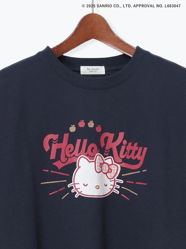 HELLO KITTY】ミニ裏毛プリント5分袖トップス（オフホワイト