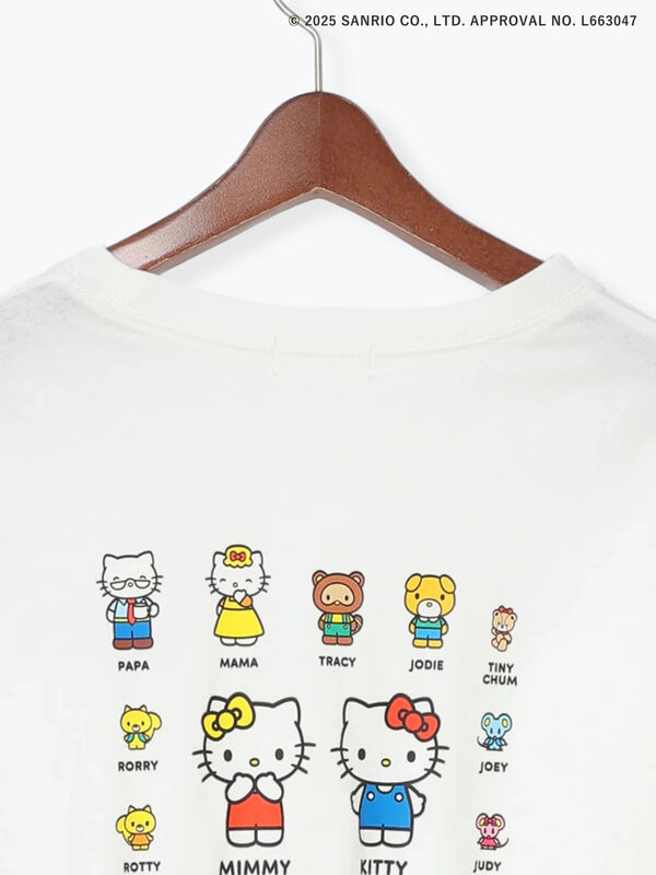 HELLO KITTY】プリントロングTシャツ（オフホワイト/チャコールグレー