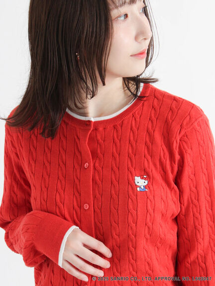 【HELLO KITTY】刺繍入りケーブルカーディガン（グレー/レッド/ベージュ）｜Te chichi TERRASSE（テチチ テラス）通販