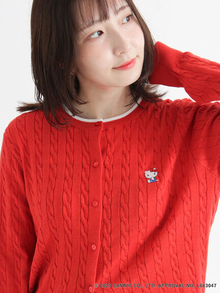 【HELLO KITTY】刺繍入りケーブルカーディガン（グレー/レッド/ベージュ）｜Te chichi TERRASSE（テチチ テラス）通販