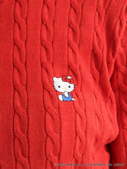 【HELLO KITTY】刺繍入りケーブルカーディガン（グレー/レッド/ベージュ）｜Te chichi TERRASSE（テチチ テラス）通販