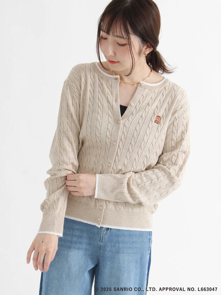 【HELLO KITTY】刺繍入りケーブルカーディガン（グレー/レッド/ベージュ）｜Te chichi TERRASSE（テチチ テラス）通販