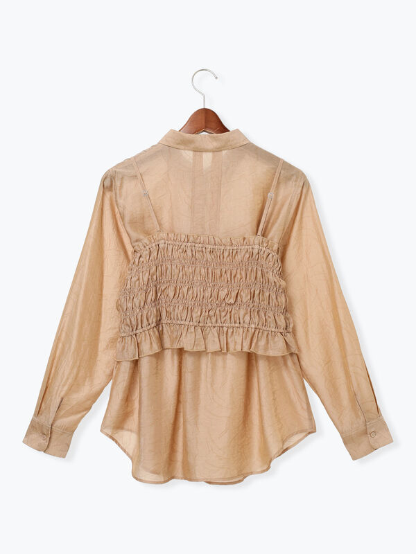 セール】 シアージャガードビスチェセットシャツ（ブラック/モカ