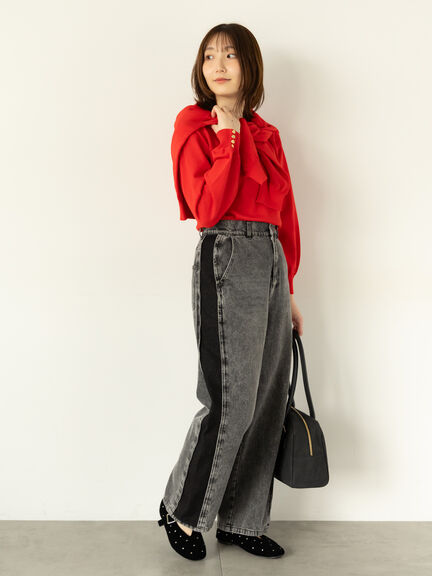 袖口金釦クルーネックニット（グレー/ブラック/レッド/ブルー）｜Te chichi TERRASSE（テチチ テラス）通販