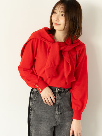 袖口金釦クルーネックニット（グレー/ブラック/レッド/ブルー）｜Te chichi TERRASSE（テチチ テラス）通販