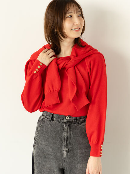 袖口金釦クルーネックニット（グレー/ブラック/レッド/ブルー）｜Te chichi TERRASSE（テチチ テラス）通販