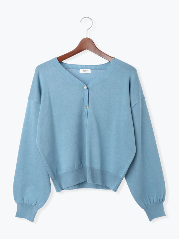 セール】 前後2WAY金釦Vネックカーディガン（グレー/ブラック