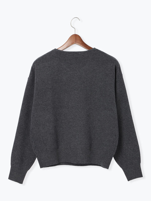 セール】 もちもちミラノリブVネックニット（オフホワイト