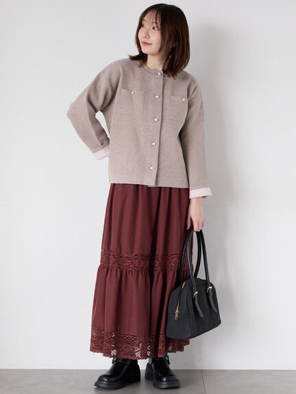 パール釦バイカラーニットカーディガン（オフホワイト/グレー/ベージュ/ネイビー）｜Te chichi TERRASSE（テチチ テラス）通販