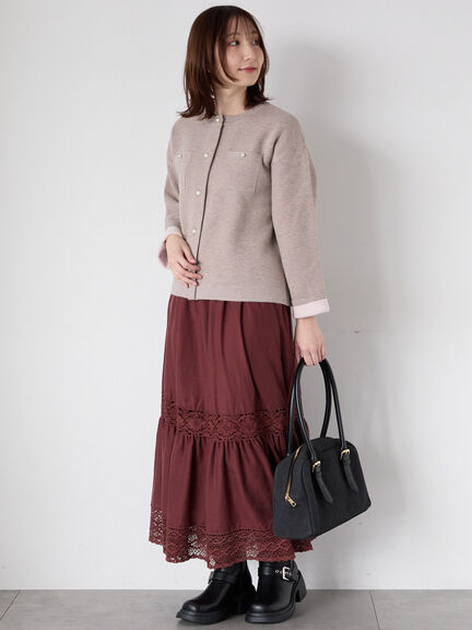 パール釦バイカラーニットカーディガン（オフホワイト/グレー/ベージュ/ネイビー）｜Te chichi TERRASSE（テチチ テラス）通販