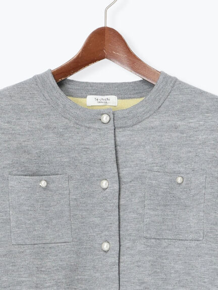 パール釦バイカラーニットカーディガン（オフホワイト/グレー/ベージュ/ネイビー）｜Te chichi TERRASSE（テチチ テラス）通販