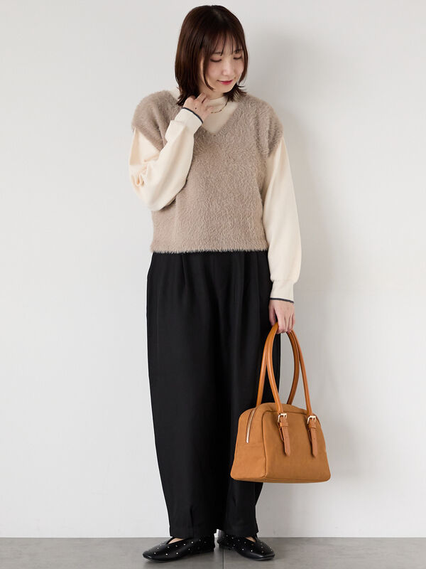 セール】 シャギーVネックベスト（チャコールグレー/ピンク/モカ