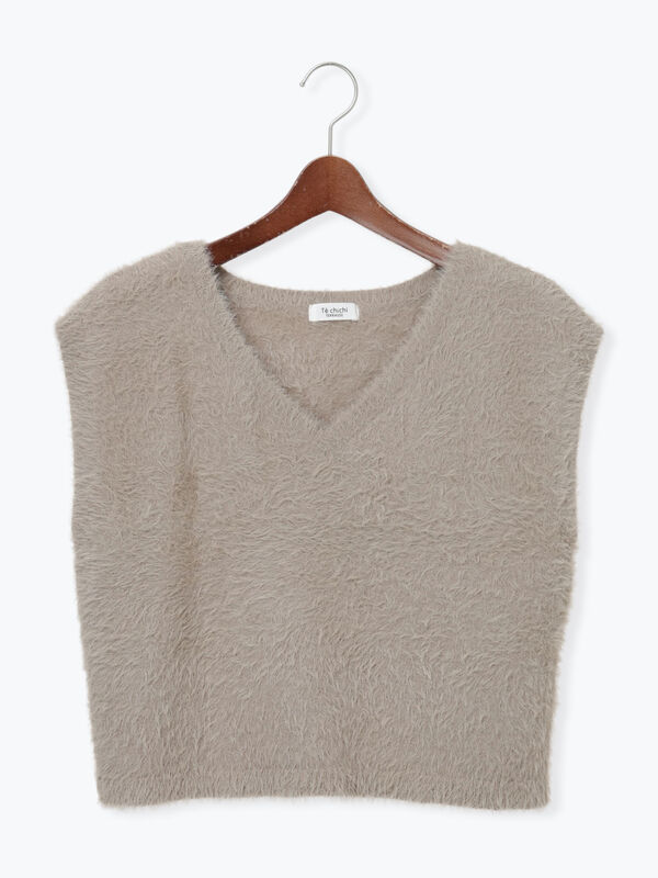 セール】 シャギーVネックベスト（チャコールグレー/ピンク/モカ