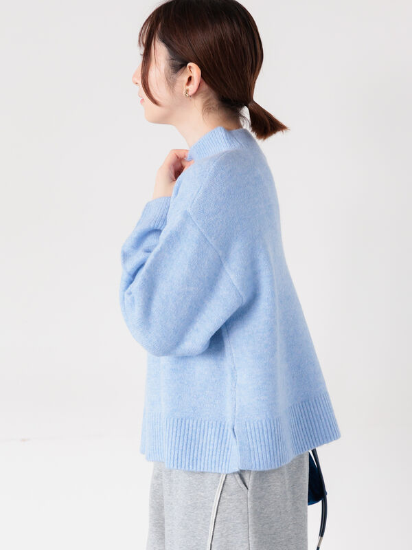 【値下げ中‼️】THEREDTHREAD ニット セール】 もちもちメランジボトルネックニット（オフホワイト/グレー