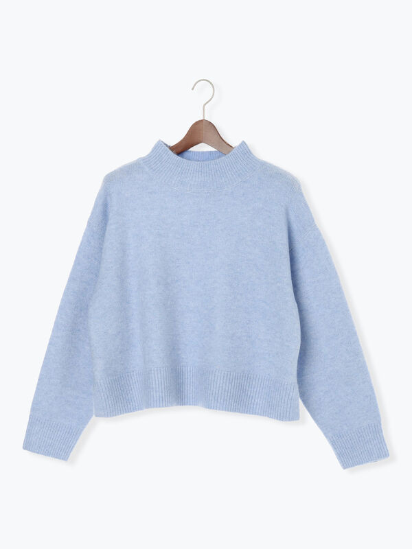 セール】 もちもちメランジボトルネックニット（オフホワイト/グレー