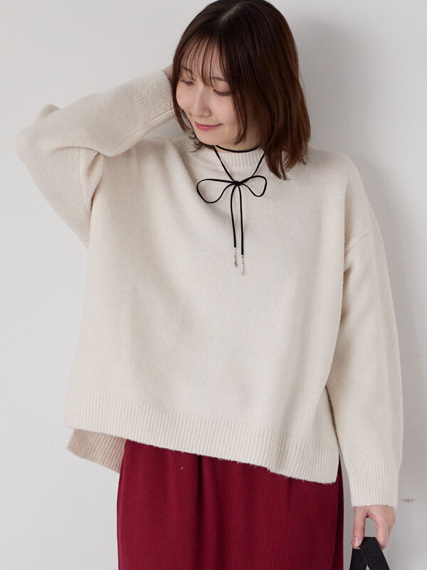 もちもちメランジクルーネックニット（オフホワイト/グレー/ブラック/ピンク/ブルー）｜Te chichi TERRASSE（テチチ テラス）通販