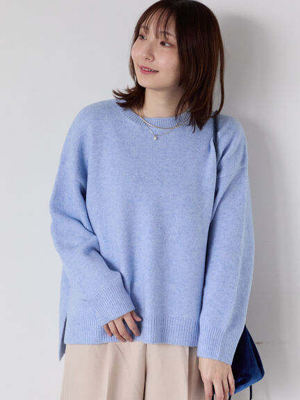 もちもちメランジクルーネックニット（オフホワイト/グレー/ブラック/ピンク/ブルー）｜Te chichi TERRASSE（テチチ テラス）通販