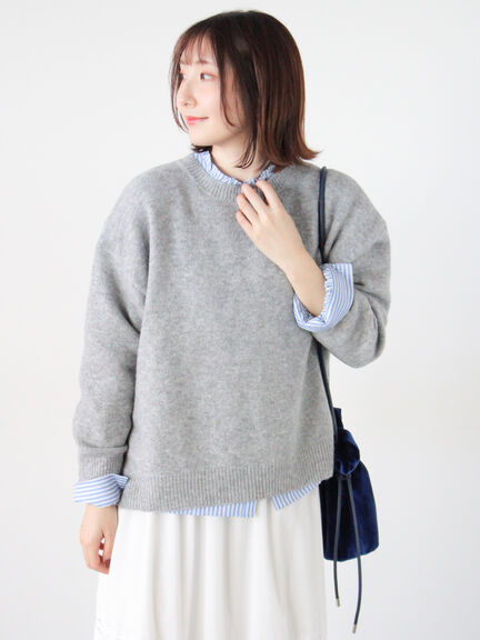 もちもちメランジクルーネックニット（オフホワイト/グレー/ブラック/ピンク/ブルー）｜Te chichi TERRASSE（テチチ テラス）通販