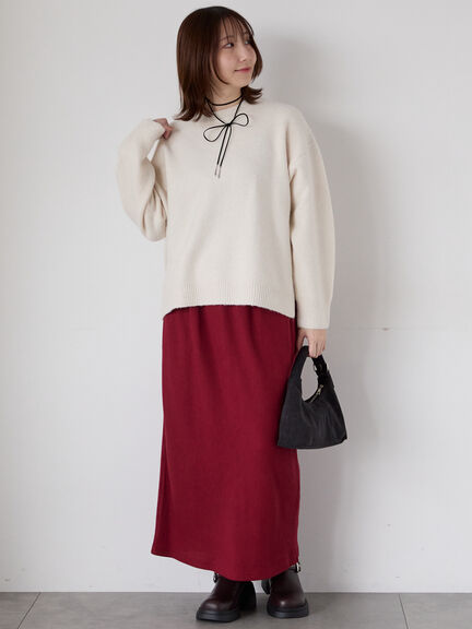 もちもちメランジクルーネックニット（オフホワイト/グレー/ブラック/ピンク/ブルー）｜Te chichi TERRASSE（テチチ テラス）通販