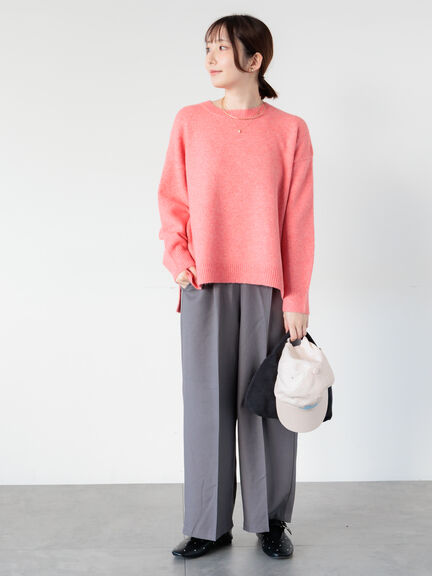 もちもちメランジクルーネックニット（オフホワイト/グレー/ブラック/ピンク/ブルー）｜Te chichi TERRASSE（テチチ テラス）通販