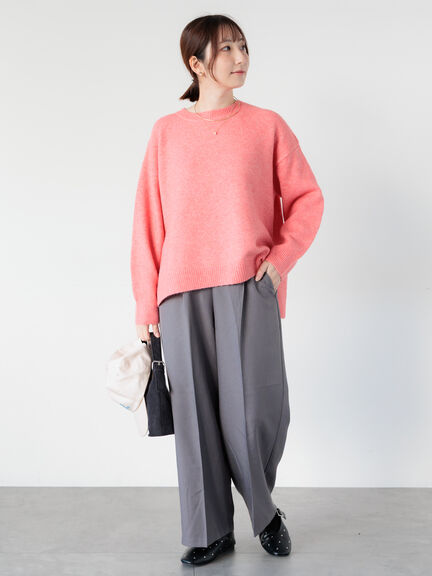 もちもちメランジクルーネックニット（オフホワイト/グレー/ブラック/ピンク/ブルー）｜Te chichi TERRASSE（テチチ テラス）通販