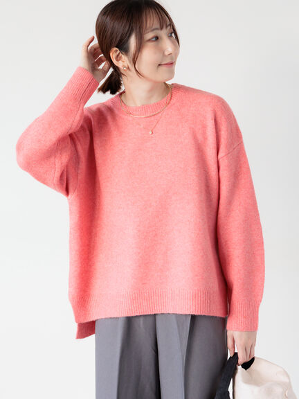 もちもちメランジクルーネックニット（オフホワイト/グレー/ブラック/ピンク/ブルー）｜Te chichi TERRASSE（テチチ テラス）通販