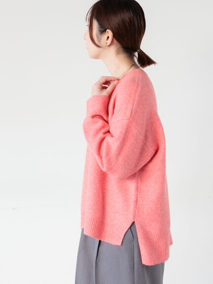 もちもちメランジクルーネックニット（オフホワイト/グレー/ブラック/ピンク/ブルー）｜Te chichi TERRASSE（テチチ テラス）通販