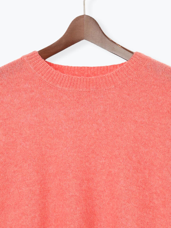 セール】 もちもちメランジクルーネックニット（オフホワイト/グレー