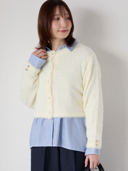 金釦フェザーニットカーディガン（オフホワイト/ピンク/ブルー）｜Te chichi TERRASSE（テチチ テラス）通販