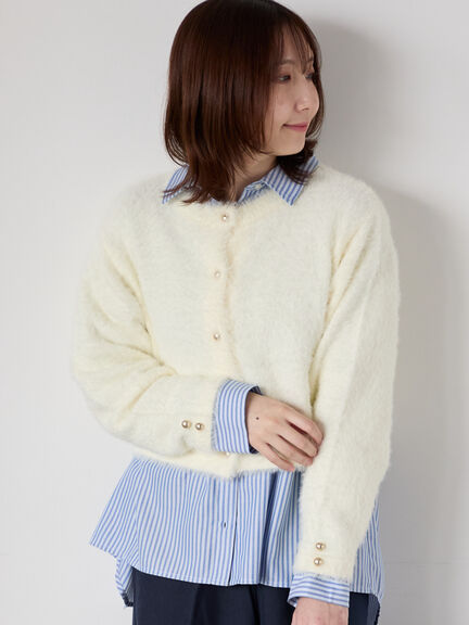 金釦フェザーニットカーディガン（オフホワイト/ピンク/ブルー）｜Te chichi TERRASSE（テチチ テラス）通販