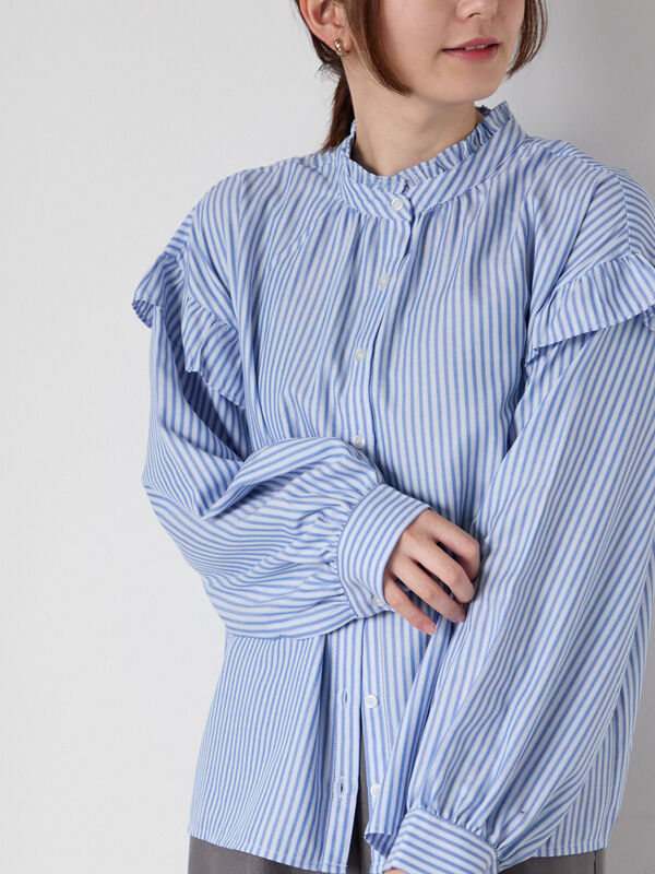 アソートフリルブラウス（オフホワイト/ブラック/ベージュ/ブルー