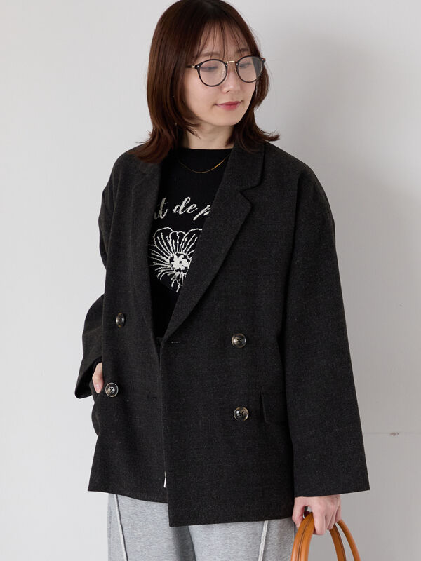 セール】 Wブレストジャケット（グレー/チャコールグレー/ブラウン