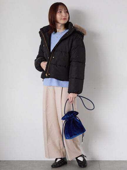 【撥水】フード取外し中綿ショートブルゾン（オフホワイト/ブラック/ベージュ）｜Te chichi TERRASSE（テチチ テラス）通販