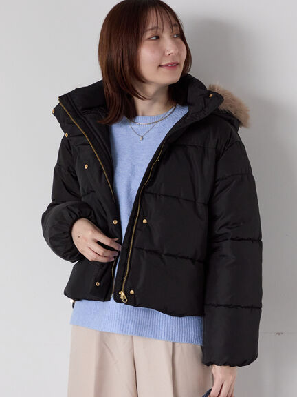 【撥水】フード取外し中綿ショートブルゾン（オフホワイト/ブラック/ベージュ）｜Te chichi TERRASSE（テチチ テラス）通販