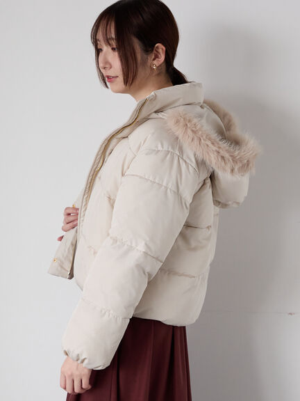 【撥水】フード取外し中綿ショートブルゾン（オフホワイト/ブラック/ベージュ）｜Te chichi TERRASSE（テチチ テラス）通販