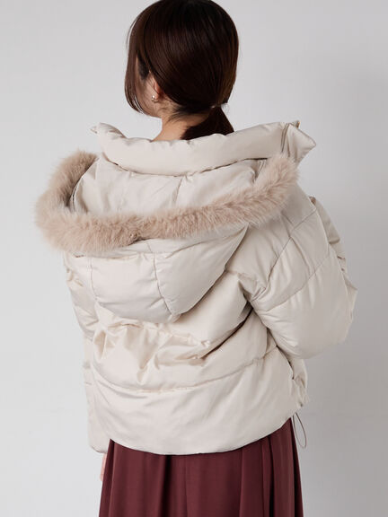 【撥水】フード取外し中綿ショートブルゾン（オフホワイト/ブラック/ベージュ）｜Te chichi TERRASSE（テチチ テラス）通販