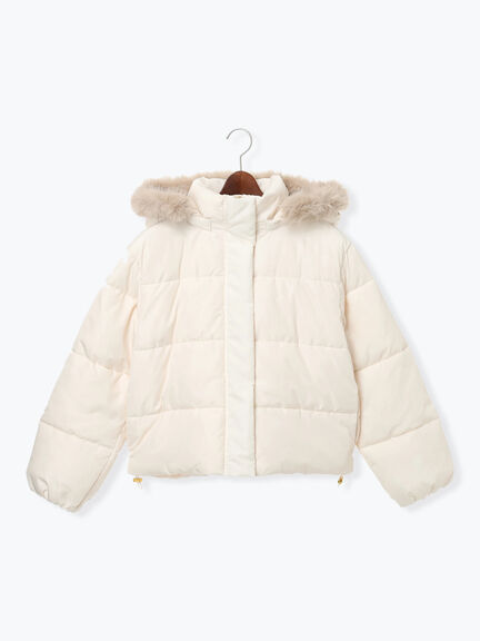 【撥水】フード取外し中綿ショートブルゾン（オフホワイト/ブラック/ベージュ）｜Te chichi TERRASSE（テチチ テラス）通販