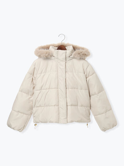 【撥水】フード取外し中綿ショートブルゾン（オフホワイト/ブラック/ベージュ）｜Te chichi TERRASSE（テチチ テラス）通販