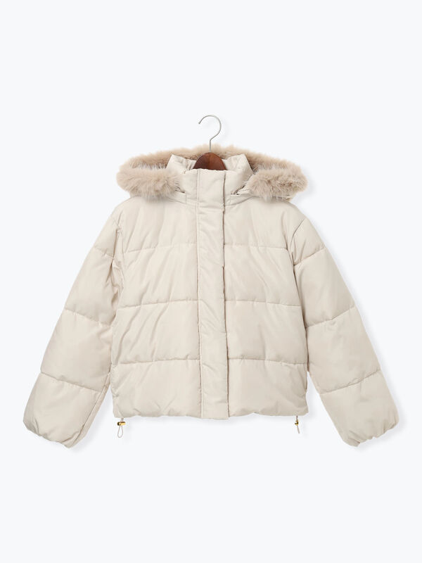 セール】 【撥水】フード取外し中綿ショートブルゾン（オフホワイト