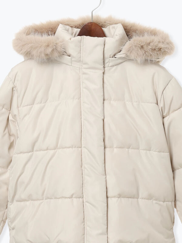 セール】 【撥水】フード取外し中綿ショートブルゾン（オフホワイト