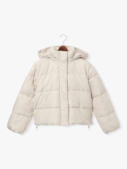 【撥水】フード取外し中綿ショートブルゾン（オフホワイト/ブラック/ベージュ）｜Te chichi TERRASSE（テチチ テラス）通販