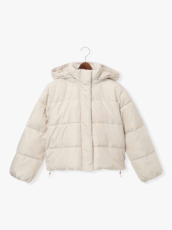 セール】 【撥水】フード取外し中綿ショートブルゾン（オフホワイト