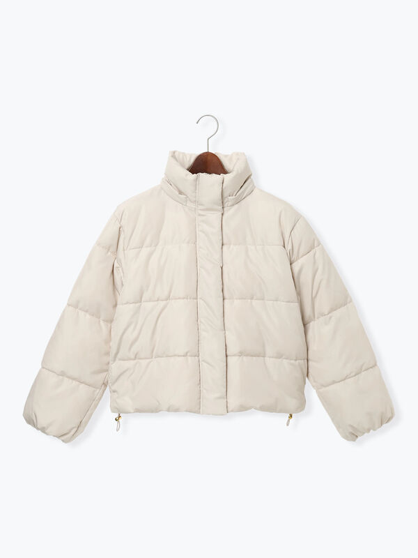 セール】 【撥水】フード取外し中綿ショートブルゾン（オフホワイト