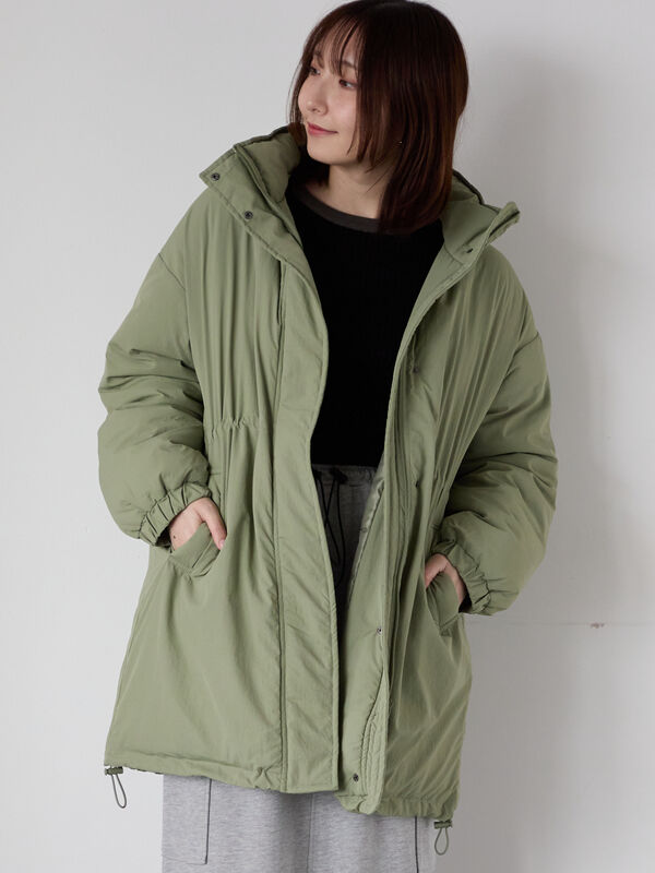 カーキ　ミリタリーコート セール】 【撥水】中綿ミリタリーコート（オフホワイト/ブラック