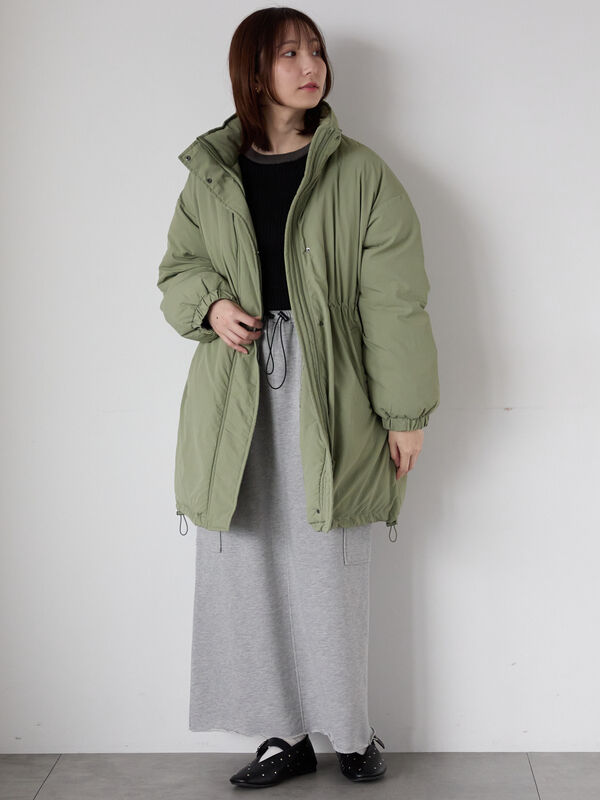 セール】 【撥水】中綿ミリタリーコート（オフホワイト/ブラック