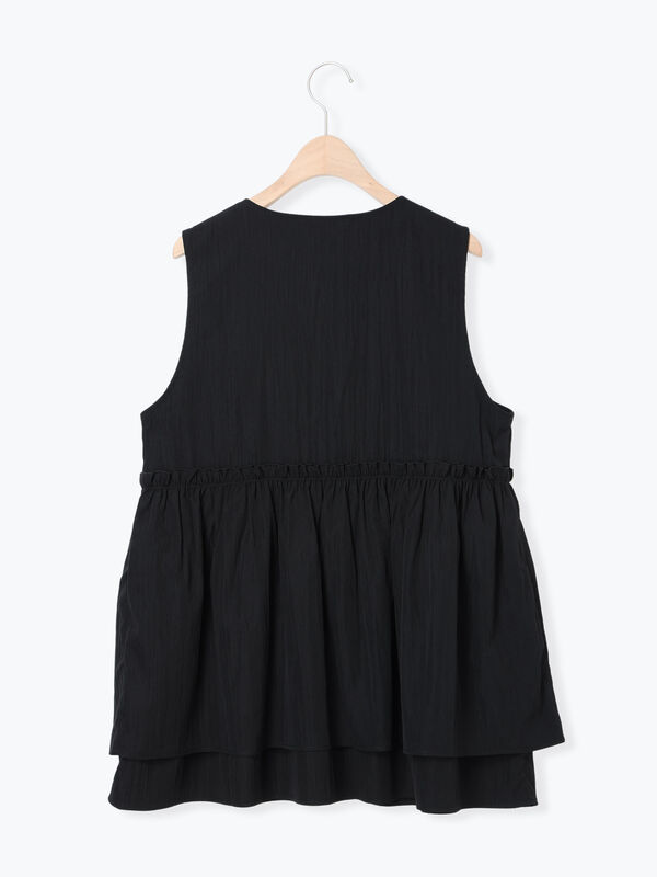 セール】 ナイロンペプラムベスト（ブラック/カーキ/アウター/ベスト