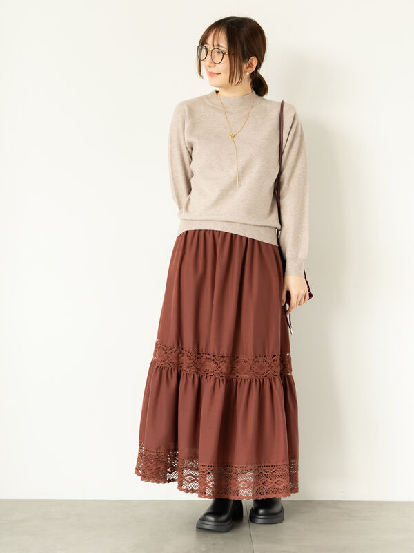 セール】 もちもちミラノリブハイネックニット（グレー/ブラック