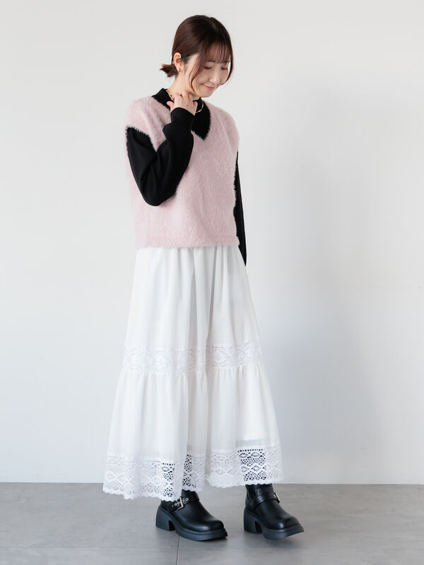 セール】 もちもちミラノリブハイネックニット（グレー/ブラック